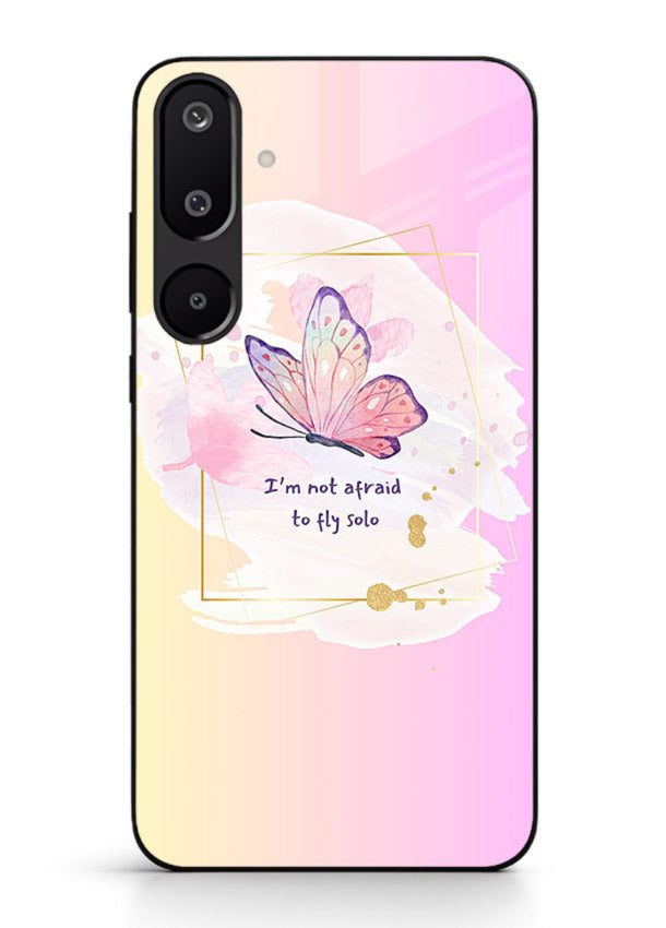 Pastel wing artwork printed on Samsung M16 5G glass back cover with dreamy gradients.