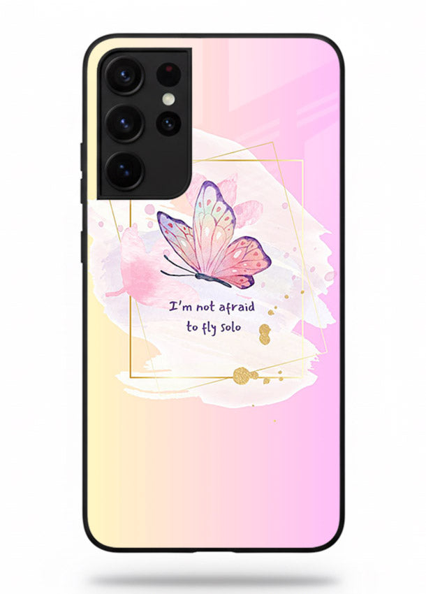 Pastel wing artwork printed on Samsung S21 Ultra glass back cover with dreamy gradients.