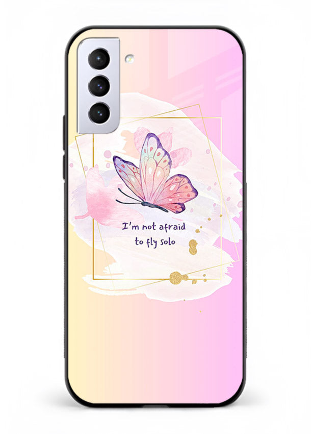 Pastel wing artwork printed on Samsung S21 Plus glass back cover with dreamy gradients.