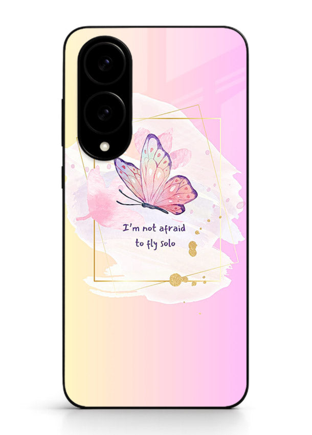 Pastel wing artwork printed on Samsung S25 Edge glass back cover with dreamy gradients.