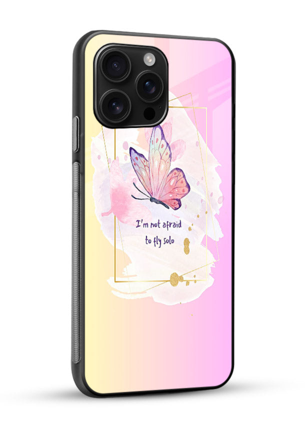 Pastel wing artwork printed on glossy vibrant premium glass back cover with dreamy gradients. - Angle Side
