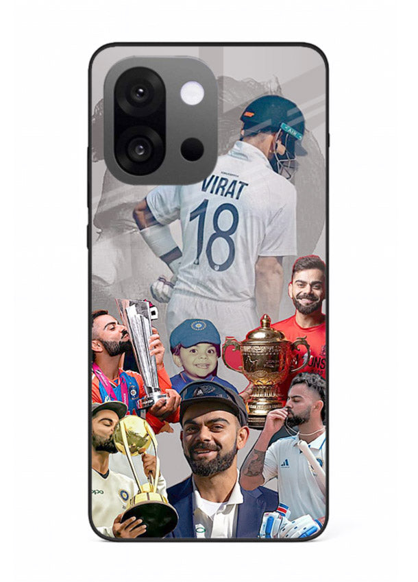 Number eighteen cricket collage artwork printed on tempered glass OnePlus 13s back cover