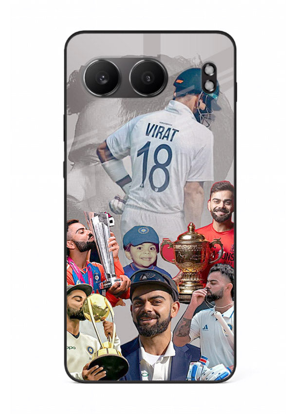 Number eighteen cricket collage artwork printed on tempered glass OnePlus Nord 4 back cover
