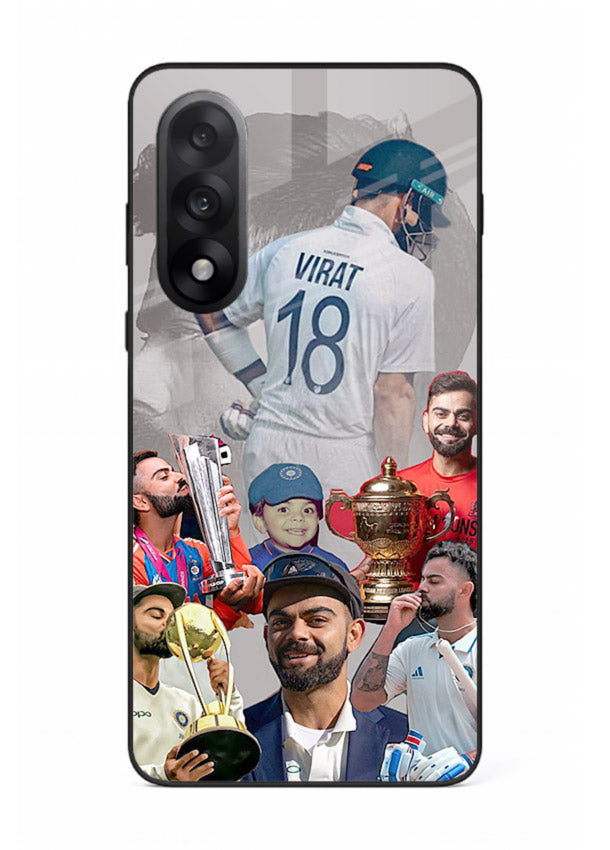 Number eighteen cricket collage artwork printed on tempered glass OnePlus Nord 5 back cover