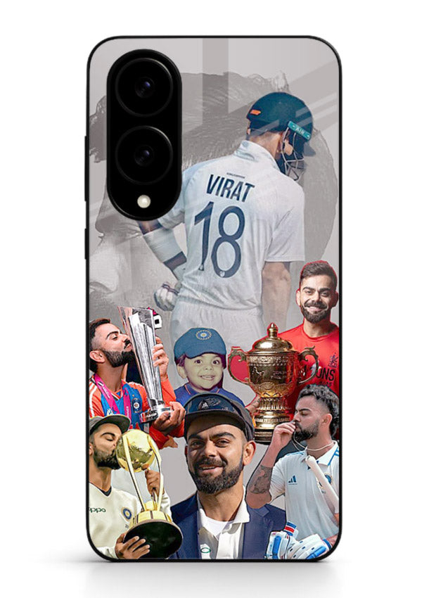 Number eighteen cricket collage artwork printed on tempered glass Samsung S25 Edge back cover