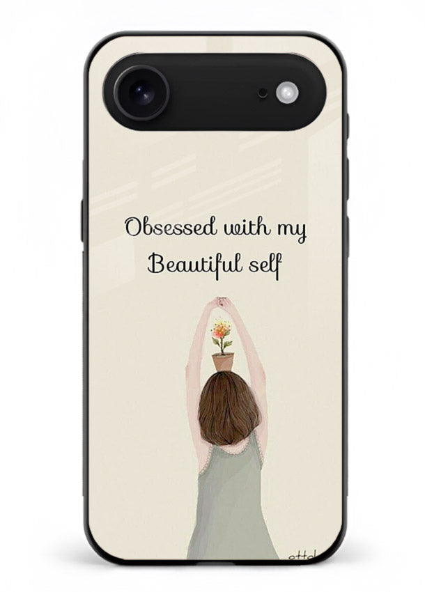 Minimalist growth illustration printed on iphone 18 air glass back cover with clean styling.