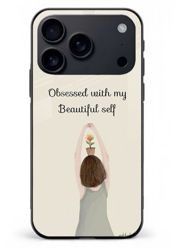 Minimalist growth illustration printed on iphone 18 pro max glass back cover with clean styling.