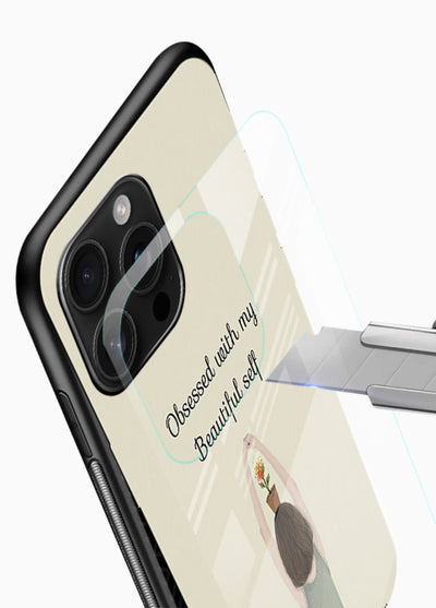 Minimalist growth illustration printed on glossy vibrant premium glass back cover with clean styling. - Angle Blade