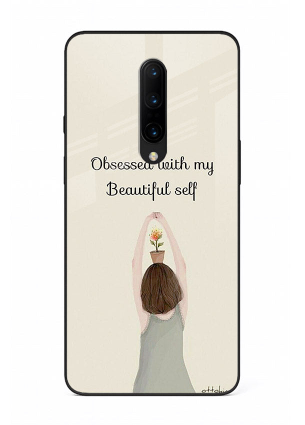 Minimalist growth illustration printed on OnePlus 8 glass back cover with clean styling.