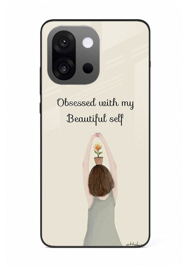 Minimalist growth illustration printed on OnePlus 13s glass back cover with clean styling.