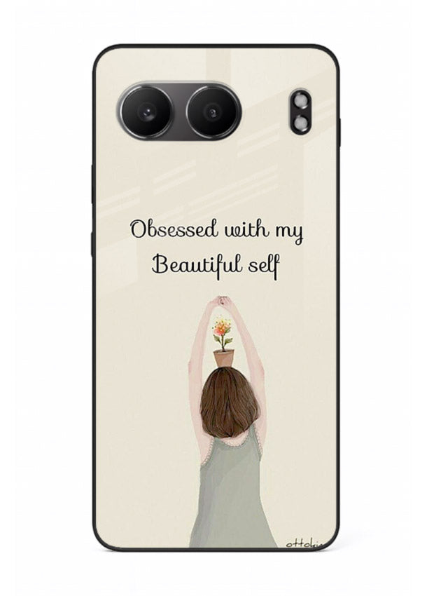Minimalist growth illustration printed on OnePlus Nord 4 glass back cover with clean styling.