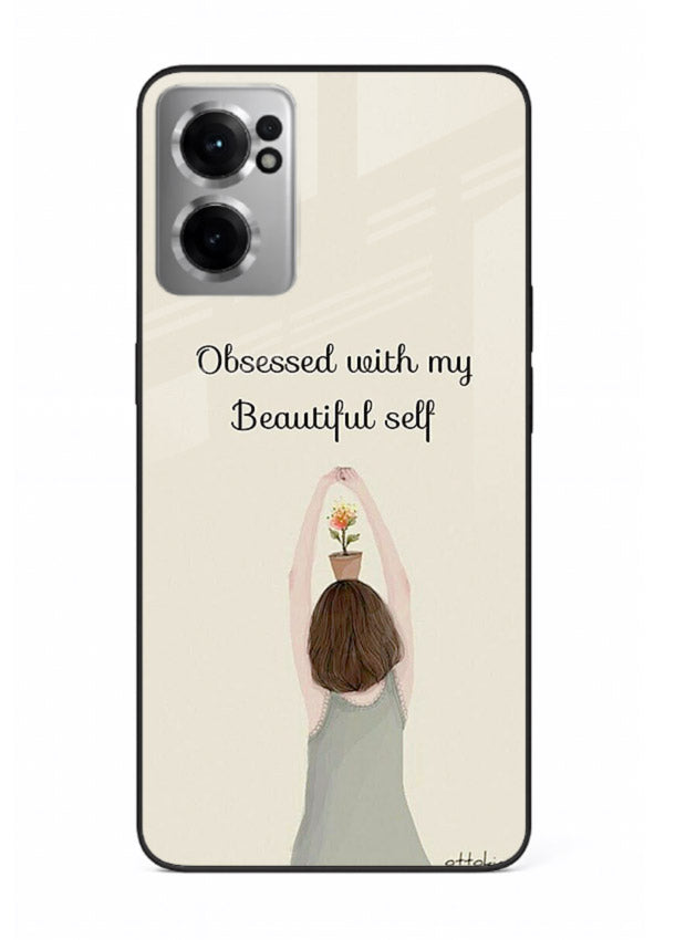 Minimalist growth illustration printed on OnePlus Nord CE2 5G glass back cover with clean styling.