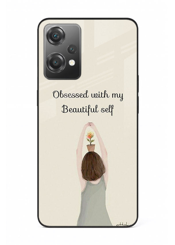 Minimalist growth illustration printed on OnePlus Nord CE2 Lite 5G glass back cover with clean styling.