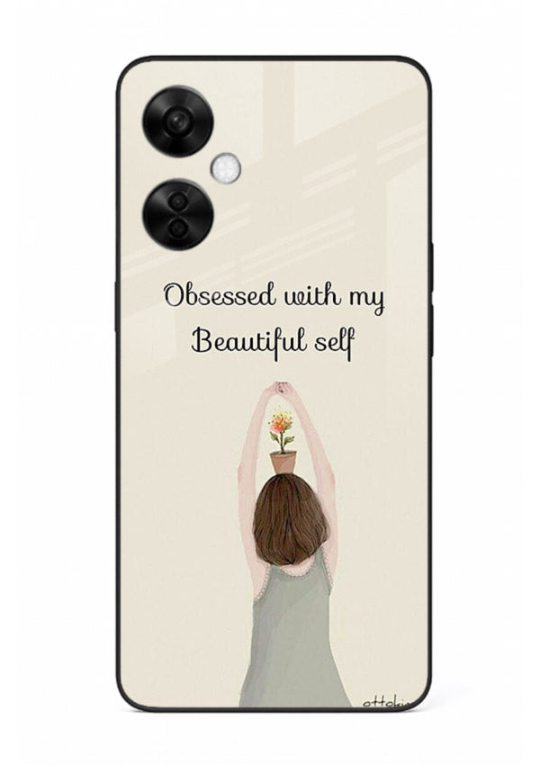 Minimalist growth illustration printed on OnePlus Nord CE3 Lite glass back cover with clean styling.