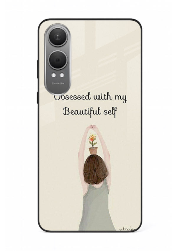 Minimalist growth illustration printed on OnePlus Nord CE4 Lite glass back cover with clean styling.