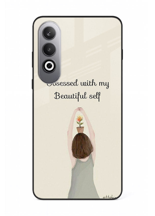 Minimalist growth illustration printed on OnePlus Nord CE4 glass back cover with clean styling.