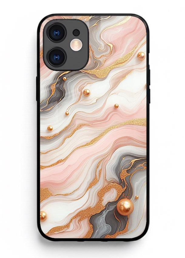 Obsidian Gold Fracture iphone 12 mini glass back cover with dark marble and gold fracture pattern