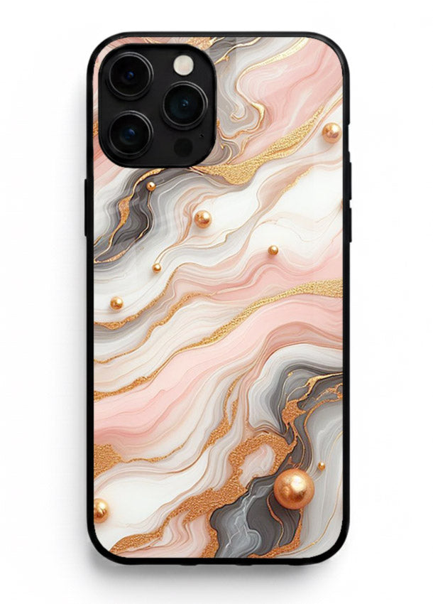 Obsidian Gold Fracture iphone 16 pro max glass back cover with dark marble and gold fracture pattern