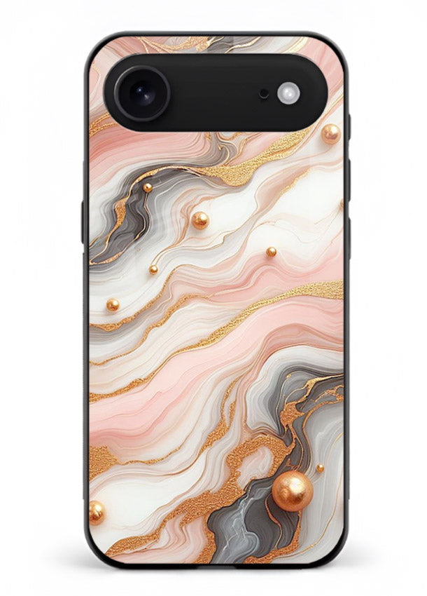 Obsidian Gold Fracture iphone 17 air glass back cover with dark marble and gold fracture pattern