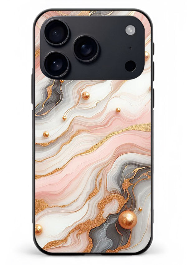 Obsidian Gold Fracture iphone 18 pro max glass back cover with dark marble and gold fracture pattern