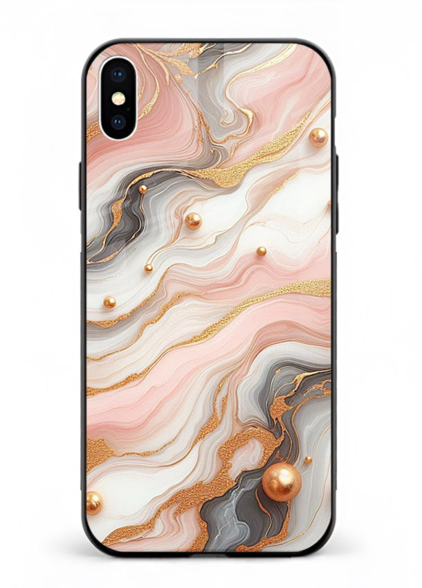 Obsidian Gold Fracture iphone xs max glass back cover with dark marble and gold fracture pattern