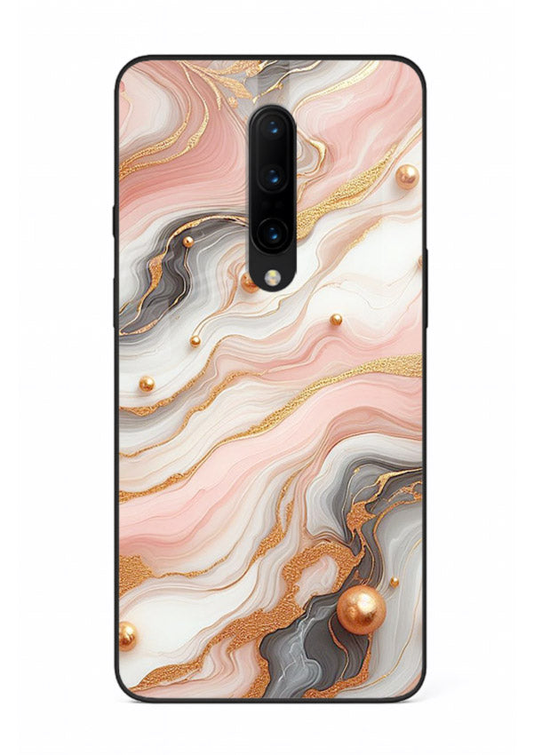Obsidian Gold Fracture OnePlus 8 glass back cover with dark marble and gold fracture pattern