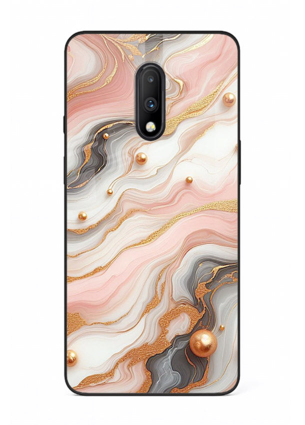 Obsidian Gold Fracture OnePlus 7 glass back cover with dark marble and gold fracture pattern