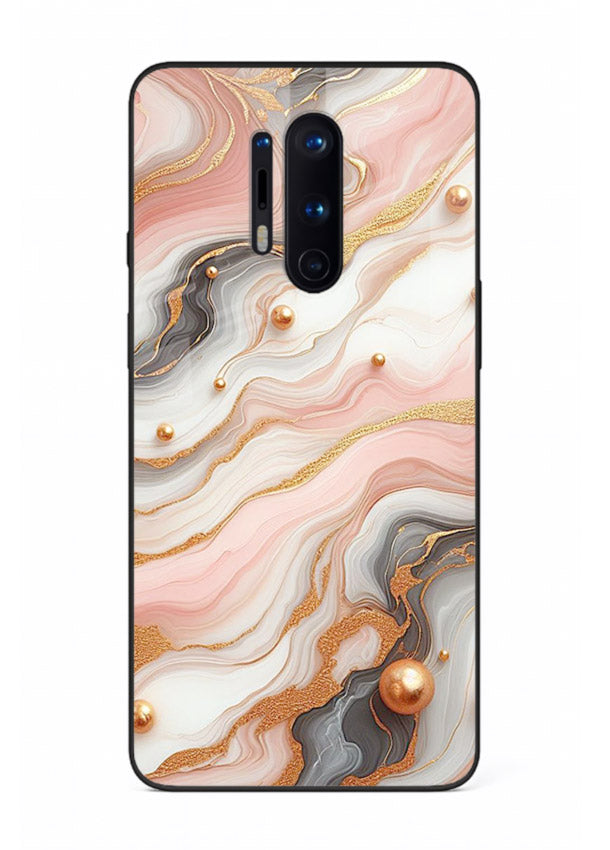 Obsidian Gold Fracture OnePlus 8 Pro glass back cover with dark marble and gold fracture pattern