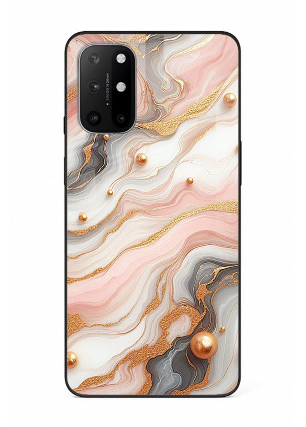 Obsidian Gold Fracture OnePlus 8T glass back cover with dark marble and gold fracture pattern
