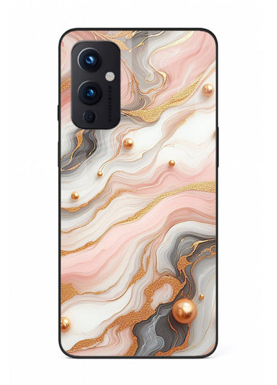 Obsidian Gold Fracture OnePlus 9 Pro glass back cover with dark marble and gold fracture pattern