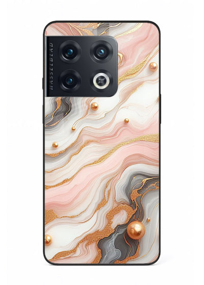 Obsidian Gold Fracture OnePlus 10 Pro glass back cover with dark marble and gold fracture pattern