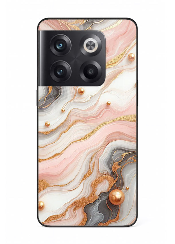 Obsidian Gold Fracture OnePlus 10T glass back cover with dark marble and gold fracture pattern