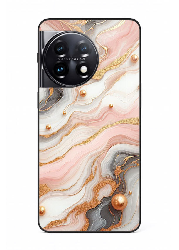 Obsidian Gold Fracture OnePlus 11R glass back cover with dark marble and gold fracture pattern
