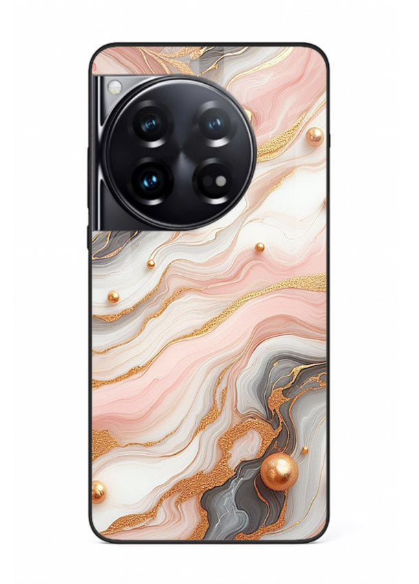 Obsidian Gold Fracture OnePlus 12 glass back cover with dark marble and gold fracture pattern
