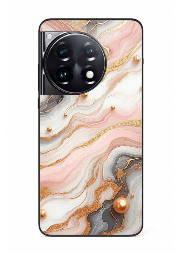 Obsidian Gold Fracture OnePlus 12R glass back cover with dark marble and gold fracture pattern