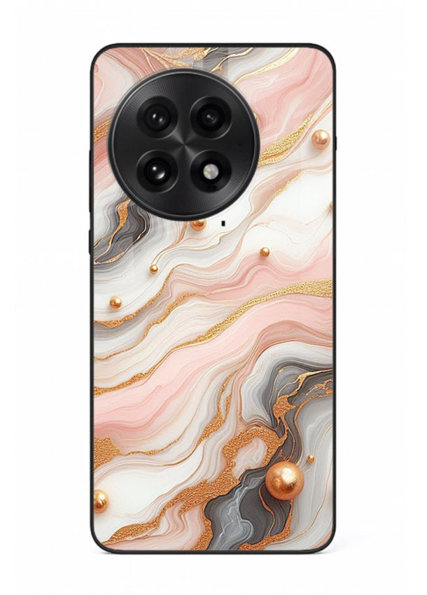 Obsidian Gold Fracture OnePlus 13R glass back cover with dark marble and gold fracture pattern