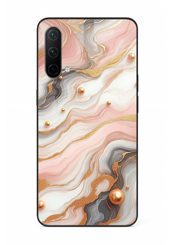 Obsidian Gold Fracture OnePlus Nord CE 5G glass back cover with dark marble and gold fracture pattern