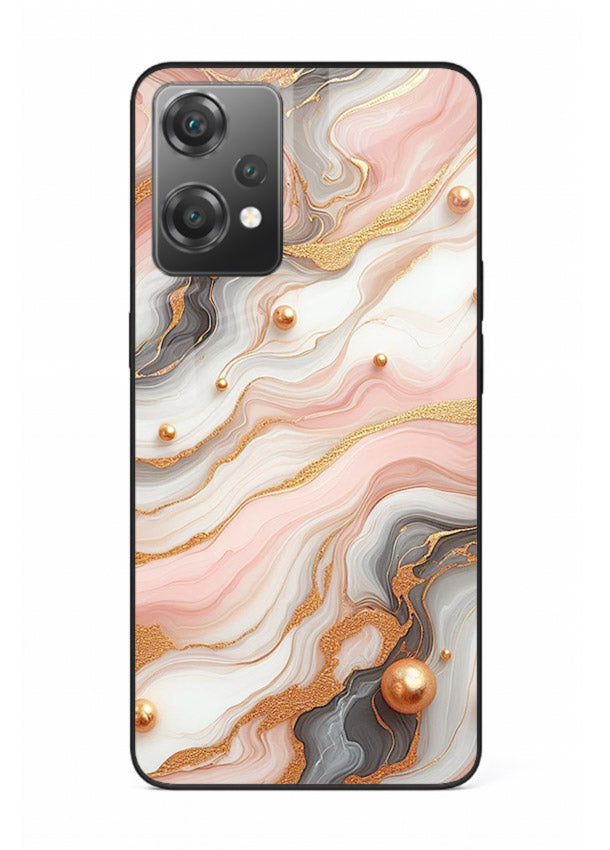 Obsidian Gold Fracture OnePlus Nord CE2 Lite 5G glass back cover with dark marble and gold fracture pattern