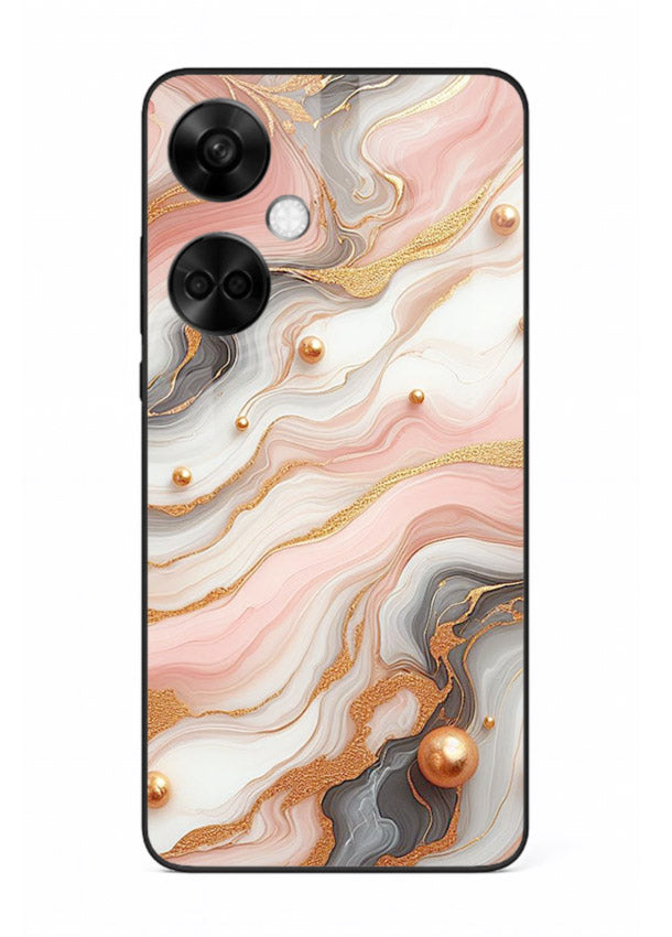 Obsidian Gold Fracture OnePlus Nord CE3 glass back cover with dark marble and gold fracture pattern
