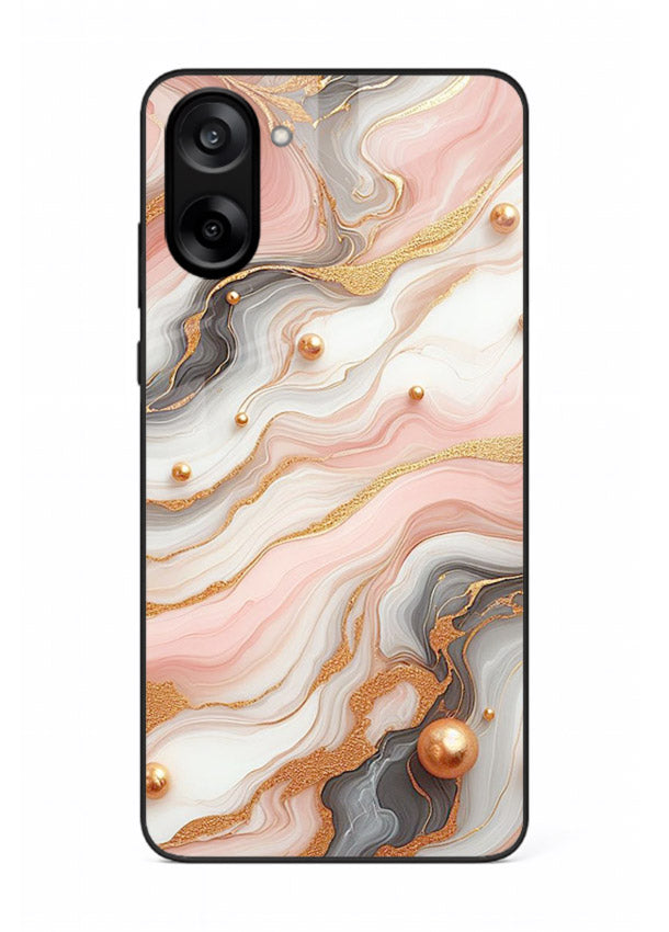 Obsidian Gold Fracture OnePlus Nord CE5 glass back cover with dark marble and gold fracture pattern