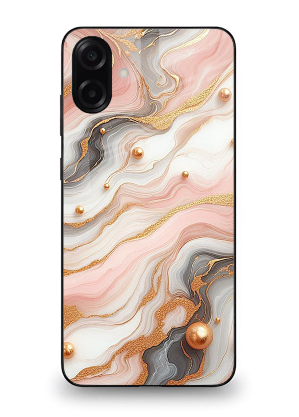 Obsidian Gold Fracture Samsung A06 5G glass back cover with dark marble and gold fracture pattern