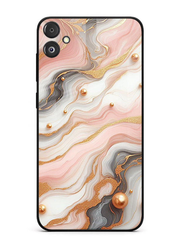 Obsidian Gold Fracture Samsung F14 5G glass back cover with dark marble and gold fracture pattern
