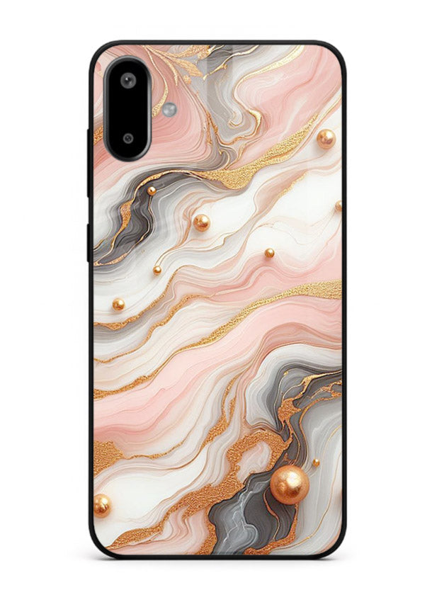 Obsidian Gold Fracture Samsung F06 5G glass back cover with dark marble and gold fracture pattern
