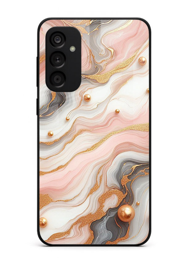 Obsidian Gold Fracture Samsung F15 5G glass back cover with dark marble and gold fracture pattern