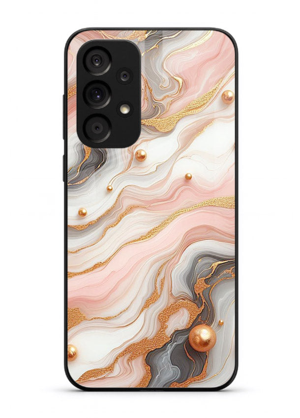 Obsidian Gold Fracture Samsung A23 5G glass back cover with dark marble and gold fracture pattern