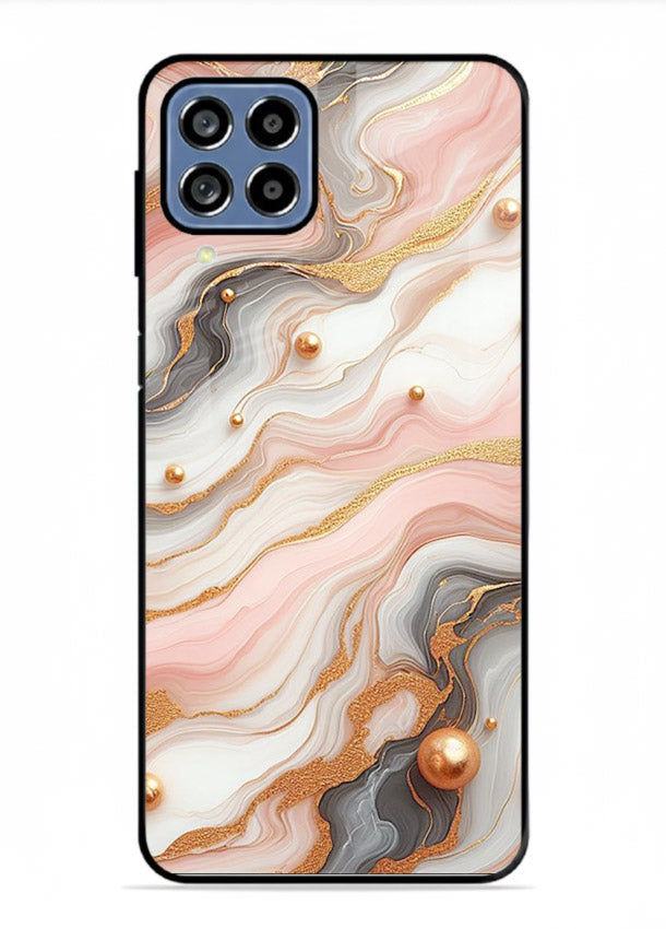 Obsidian Gold Fracture Samsung F12 5G glass back cover with dark marble and gold fracture pattern