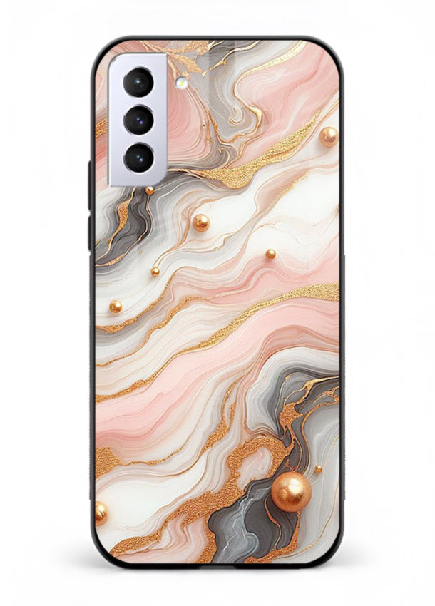 Obsidian Gold Fracture Samsung S21 Plus glass back cover with dark marble and gold fracture pattern