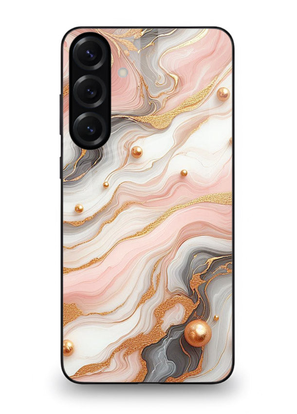 Obsidian Gold Fracture Samsung A16 5G glass back cover with dark marble and gold fracture pattern