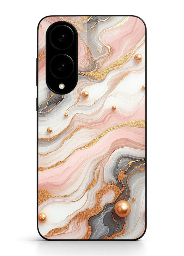 Obsidian Gold Fracture Samsung S25 Edge glass back cover with dark marble and gold fracture pattern