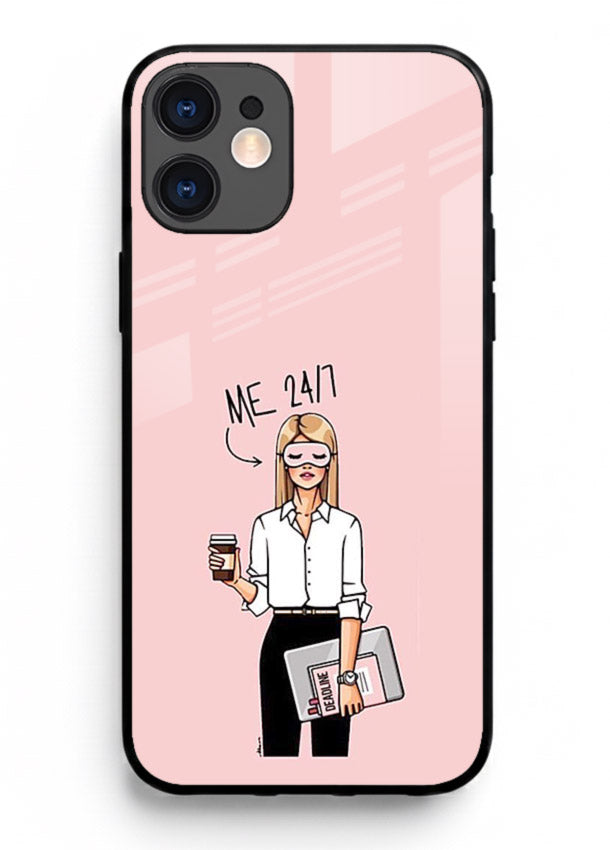 Office Lady Holding aesthetic artwork iphone 12 glass back cover